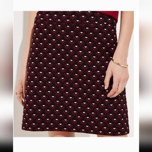 LOFT Red and Black Embellished A-Line Mini Skirt jacquard Sz: 8 cotton 465186
